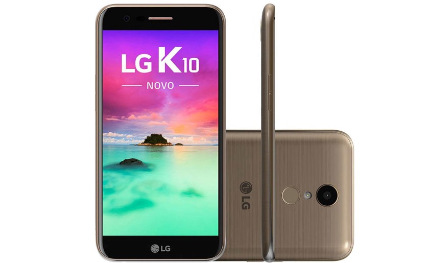 Frente, costas e lateral do smartphone LG K10