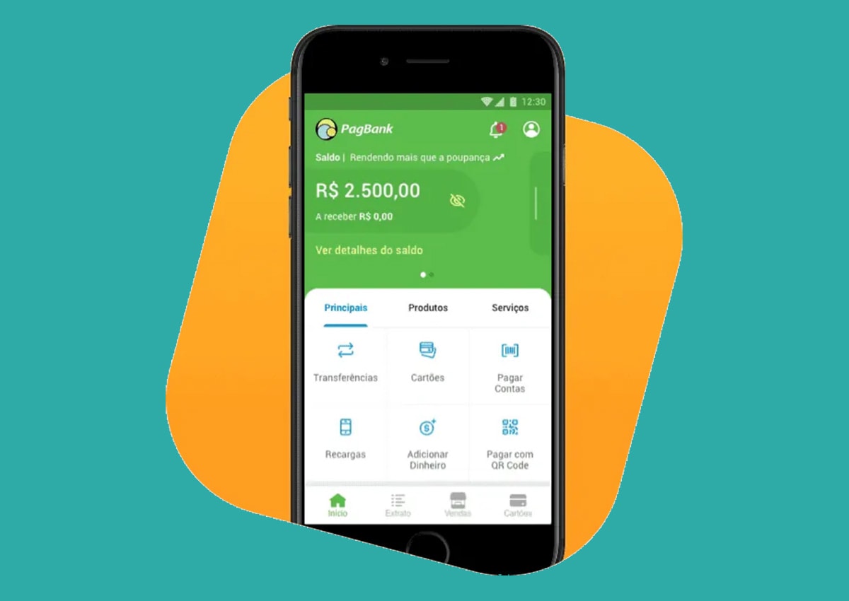 Tela de rendimento do app PagBank 