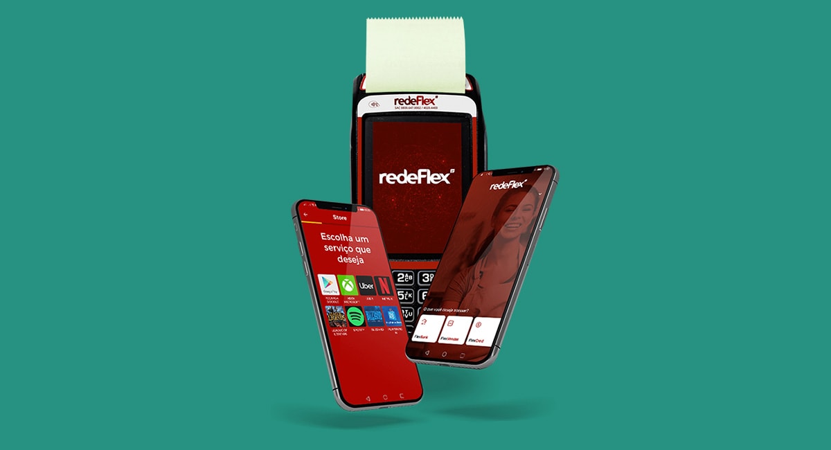 Maquininha, cartão e app Redeflex